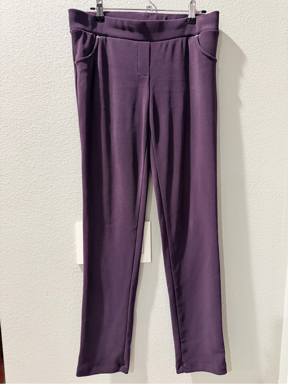 Slim Straight Purple Pull-On Pants